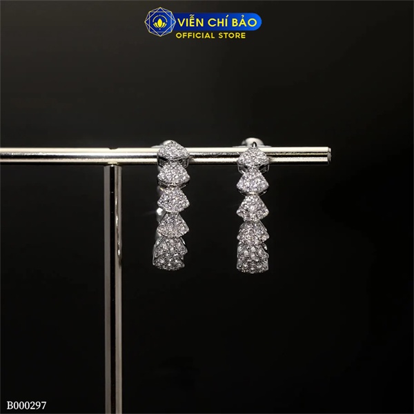 Bông tai đốt vảy đính đá chất liệu bạc Ý 925 thời trang phụ kiện trang sức nữ Viễn Chí Bảo B000297