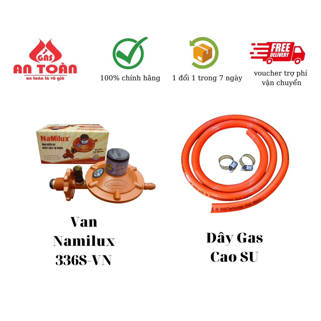 Bộ Van điều áp ngắt gas tự động NaMilux NA-336S và dây dẫn gas