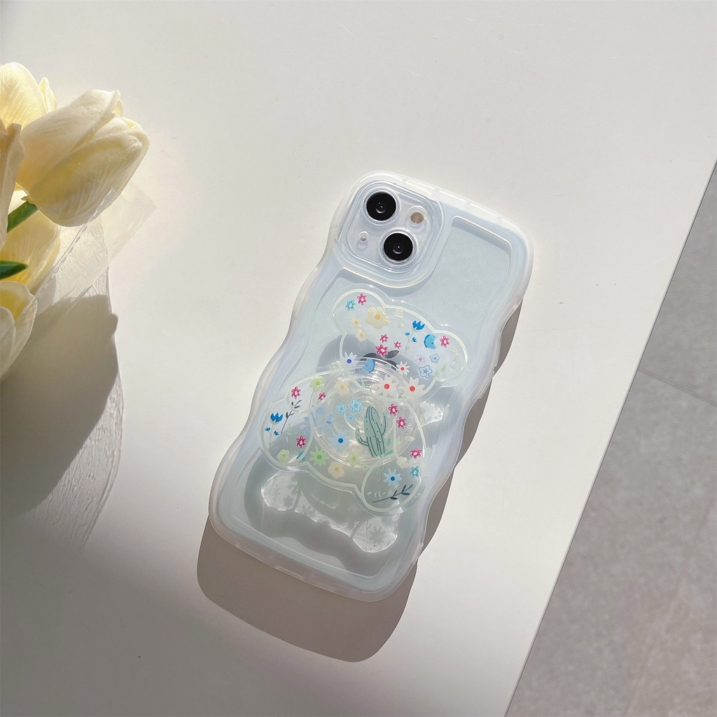 Giá Đỡ Điện Thoại Trong Suốt Hình Gấu 3D Dễ Thương