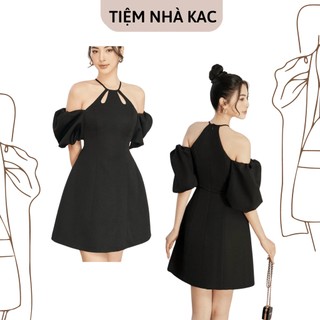 [Hàng Thiết Kế Cao Cấp] Đầm Cổ Yếm Tròn Giọt Nước Xiena Dress Váy Cách Điệu Tay Phồng Sang Trọng , Có sẵn TIỆM NHÀ KAC