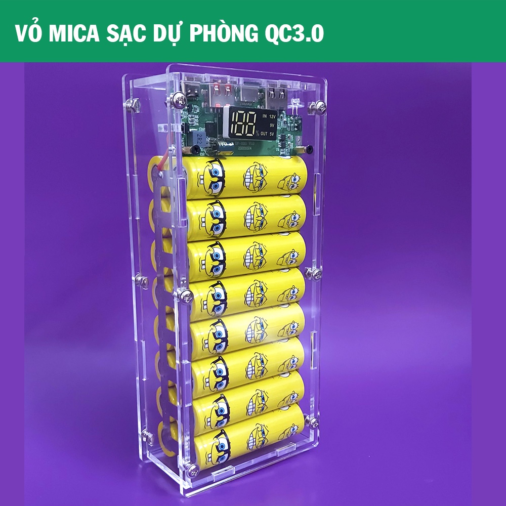 Vỏ Box Sạc Dự Phòng Mica 4 6 8 10 12 Thích Hợp Với Mạch QC3.0
