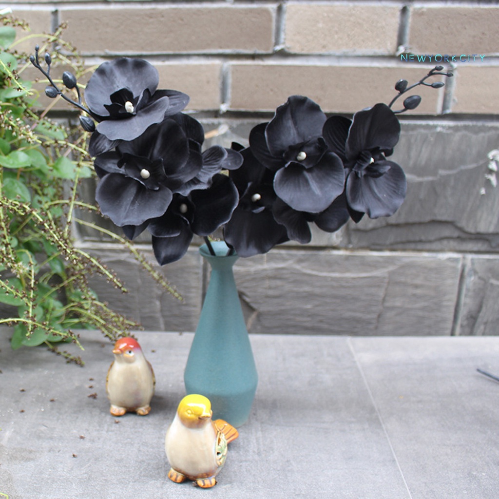 Hoa Nhân Tạo Màu Đen Bằng Vải Phaenopsis Dành Cho Trang Trí Nhà Cửa