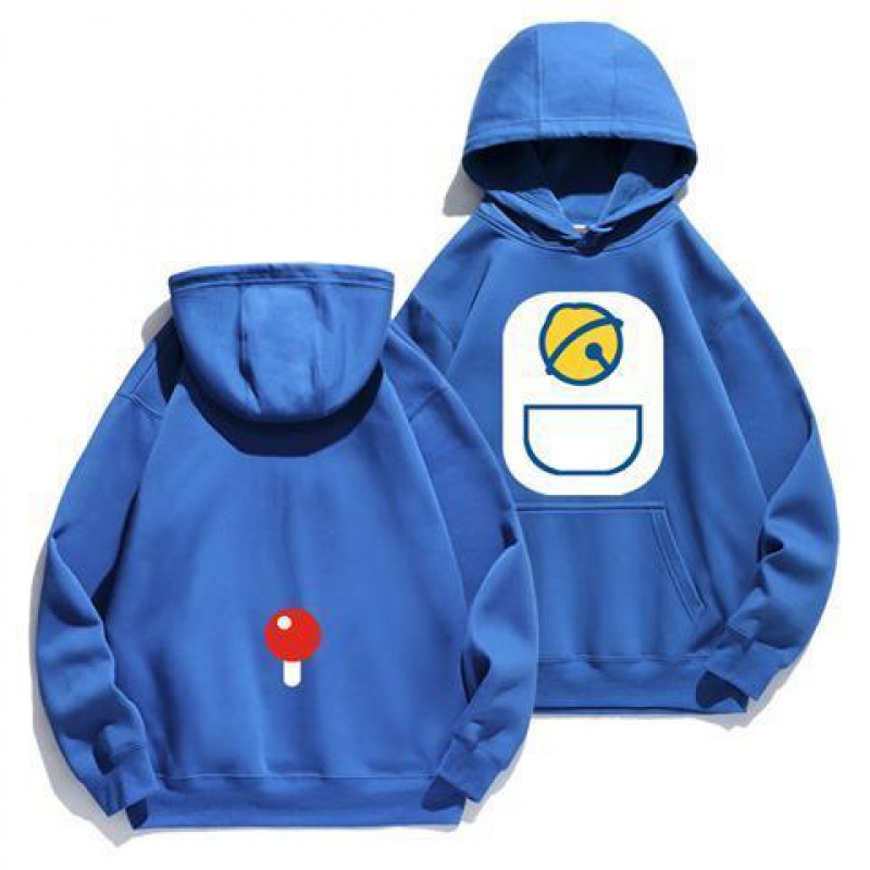Áo Hoodie Cotton Màu Trơn In Họa Tiết Hoạt Hình Doraemon Phong Cách Nhật Bản Cho Nữ