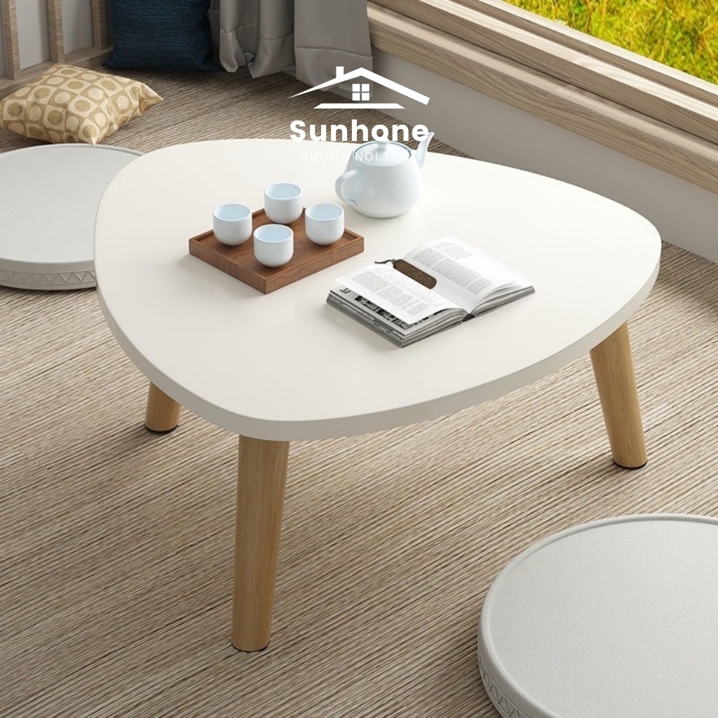 Bàn trà sofa chân gỗ sồi mặt oval BO50M