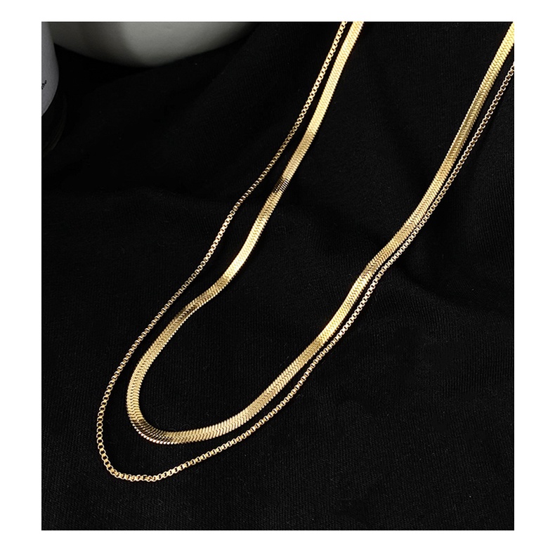 Vòng cổ Hai Lớp Kiểu Xương Rắn Phong Cách Âu Mỹ Cá Tính Đơn Giản Chất Lượng Cao Mới