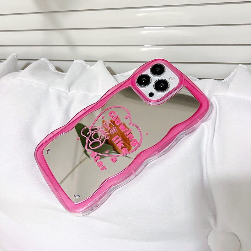 Ốp viền hồng thích hợp cho điện thoại di động Apple vỏ xuyên hình tròn hoạt hình iphone13Pro mới 78plus