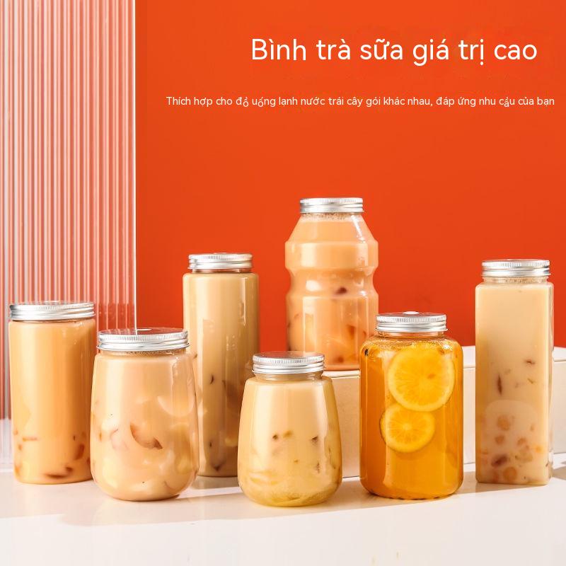 Bình Nhựa Đựng Trà Sữa/Nước Ép Có Nắp Nhôm Dung Tích Lớn 500ml Dùng Một Lần