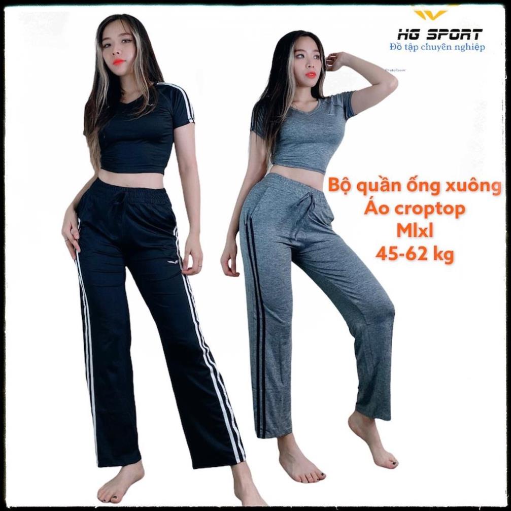 Đồ Tập Yoga Bộ Đồ Tập Gym, Zumba Nữ Set Bộ Tập Quần Dài ống Xuông Croptop Có Tay  Hg Sport SD203 Đẹp `