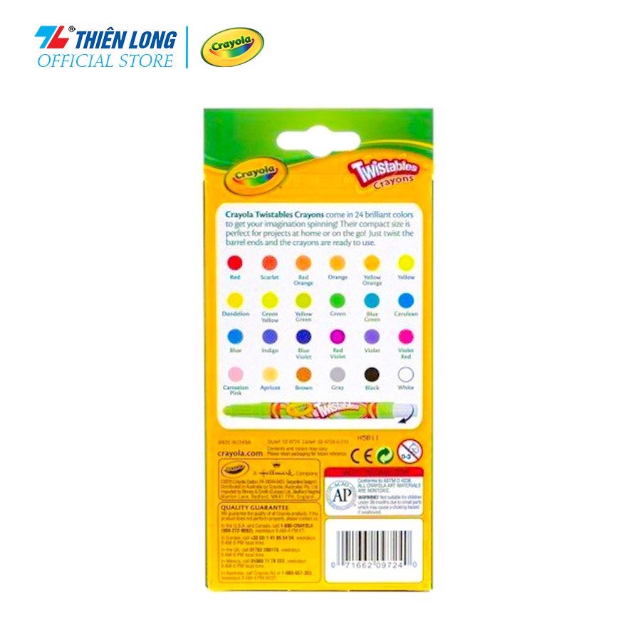 Hộp Bút Sáp Vặn Mini 24 Màu - Crayola 529724 chính hãng