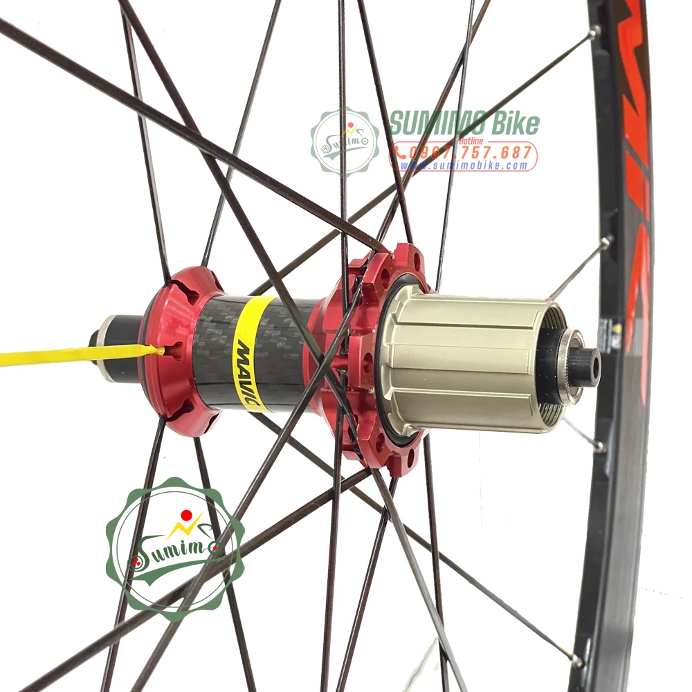 Bánh bộ nhôm MAVIC Cosmic Pro 700c 4cm - Đùm áo carbon - Thắng vành - Tem đỏ