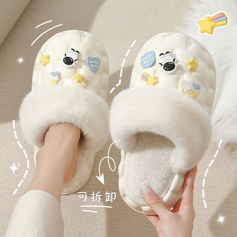 🎀Dép bông chống thấm nước có thể tháo rời giặt Dép Bông Đi Trong Nhà Thiết Kế Đơn Giản Thời Trang Mùa Đông Cho Cặp Đôi