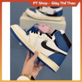 [FreeShip+ Hàng Loại A] Giày Jor.dan xanh trắng cao cổ, Giầy Sneaker thể thao nam nữ JD1 travit xanh trắng móc đen