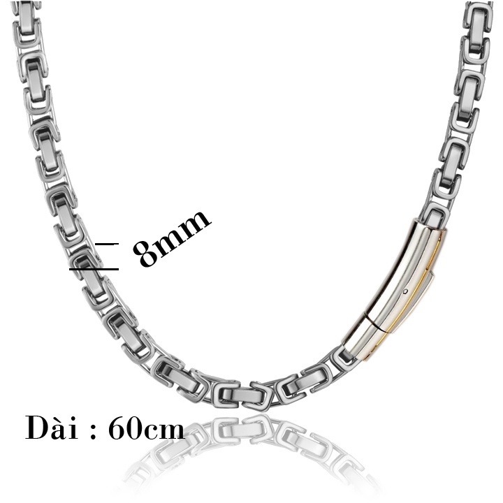 Combo bộ trang sức dây chuyền và lắc tay hình ziczac vuông khóa vip sáng đẹp, không đen, thể hiện đẳng cấp phái mạnh