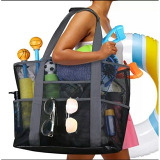 Image of kantong jaring tas pantai musim panas tas tote bag penyimpanan barang