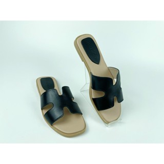 Dép Chữ H Nữ Thời Trang Đế Bệt Da Bò Thật H001