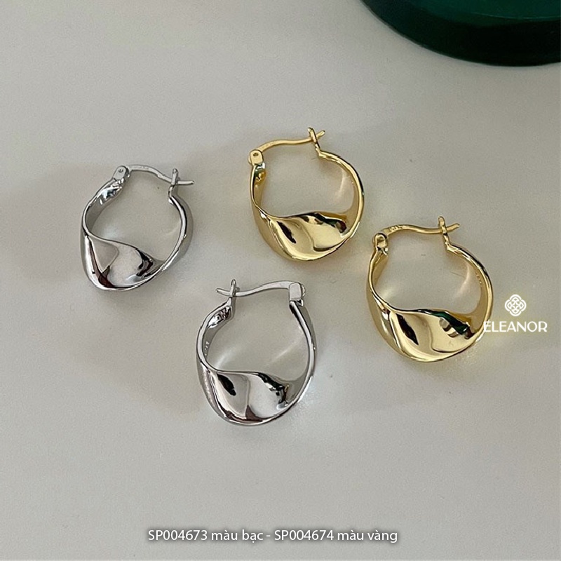 Bông tai nữ chuôi bạc 925 Eleanor Accessories hình cung xoắn dáng bassic phụ kiện trang sức 4673