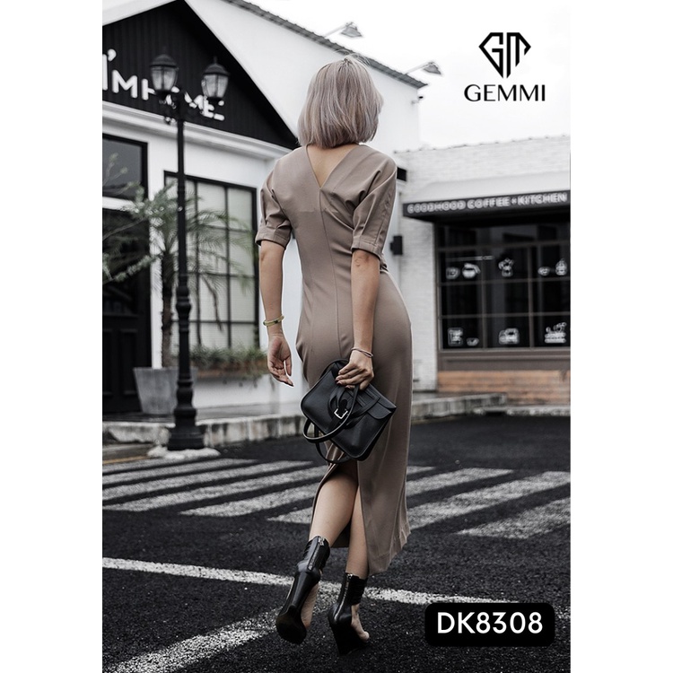 Đầm thiết kế chất Umi cồ chữ V Gemmi fashion - DK8308