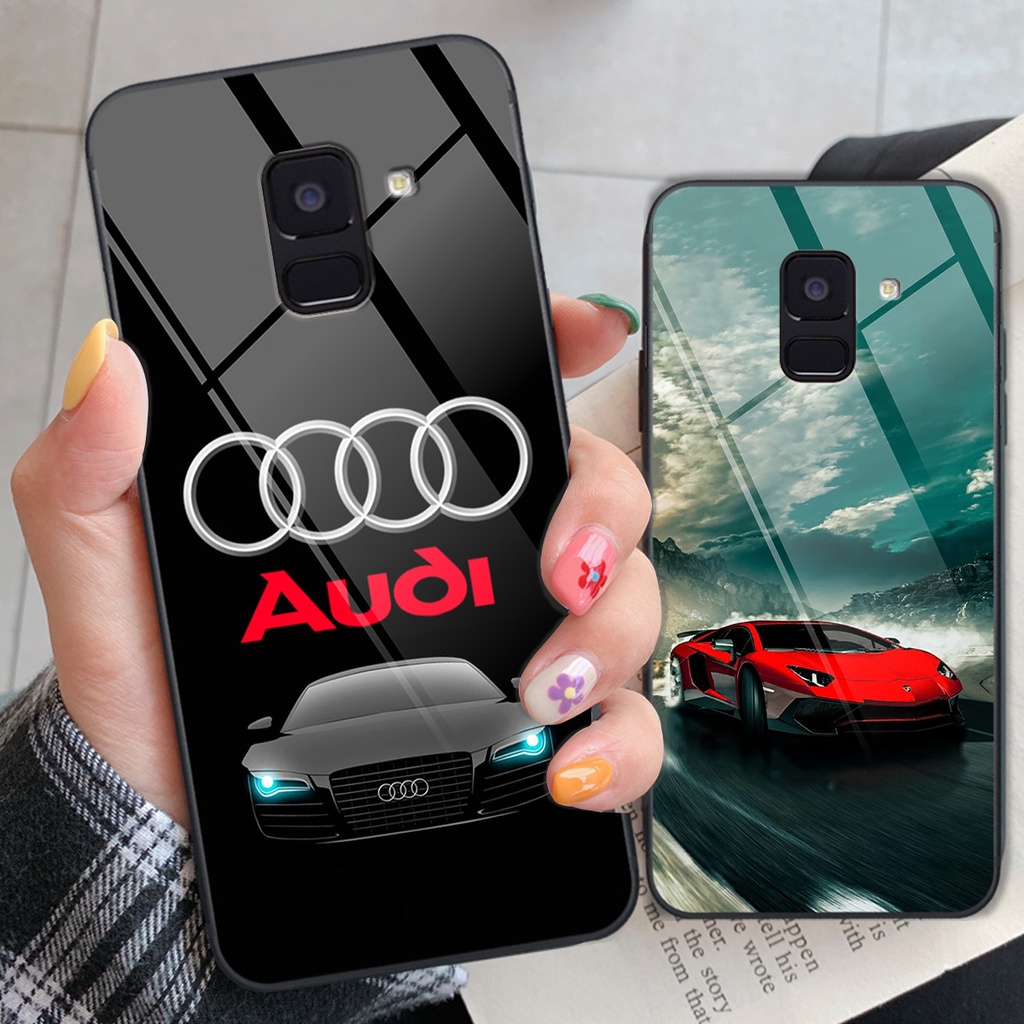 Ốp kính Samsung A8 2018 / A8 Plus / A8+ logo các hãng ô tô nổi tiếng thế giới, đẳng cấp sang trọng