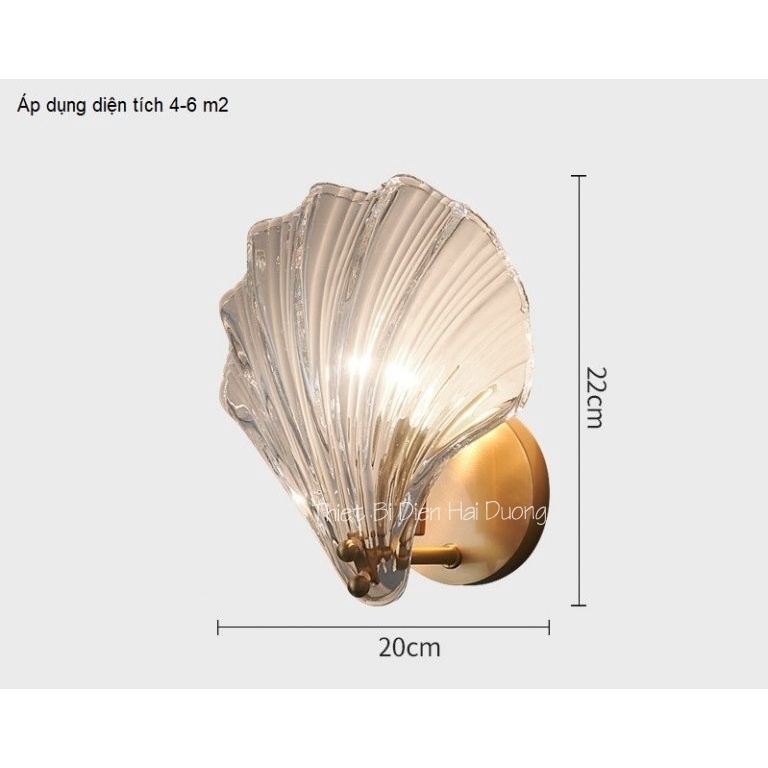 Đèn Tường Vỏ Sò DT-012 - Mặt Thủy Tinh Trắng Trong Suốt Cao Cấp - Decor Trang Trí - Sử Đụng Đui E14 - Kèm Bóng Bắp Ngô