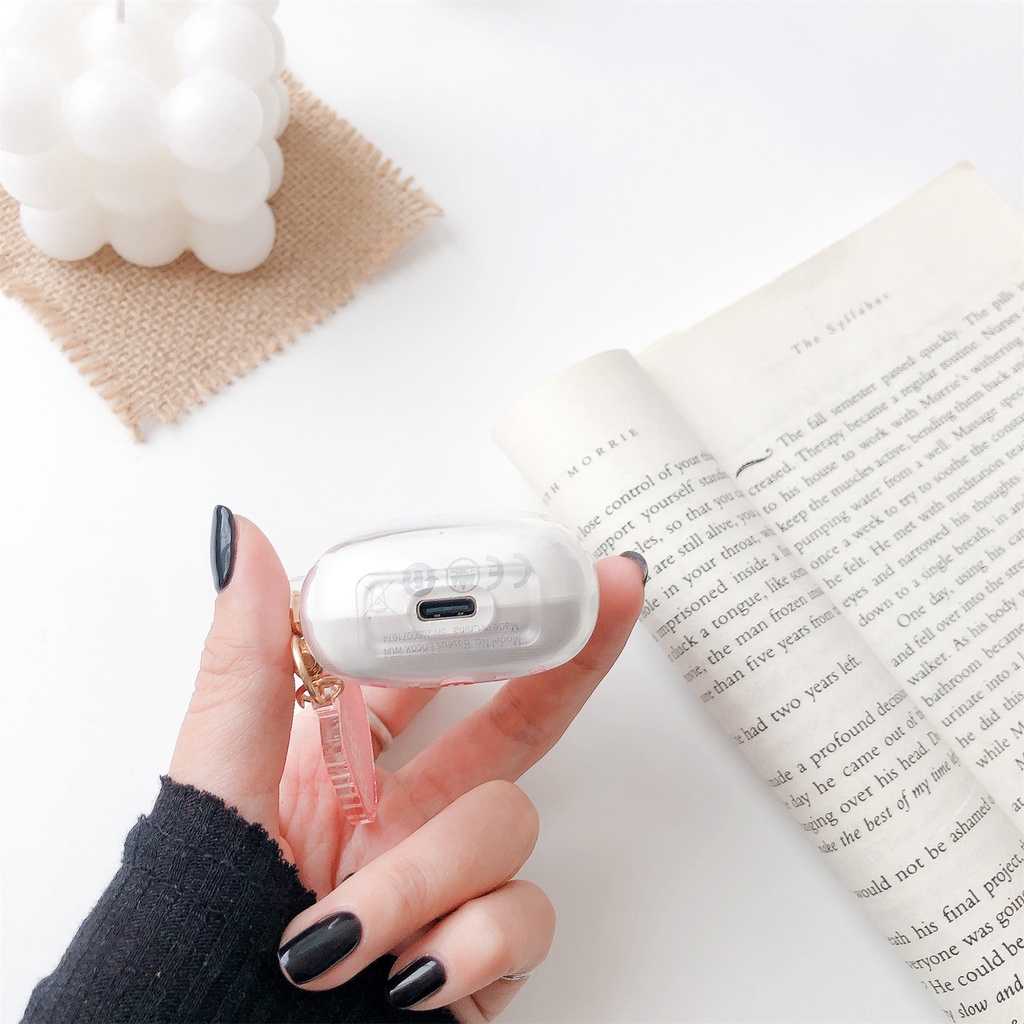 Vỏ Bảo Vệ Hộp Sạc Tai Nghe Airpod Bằng TPU Mềm Trong Suốt Hình Trái Cây Hoạt Họa + Dây Treo Chống Sốc Hiệu Baseus ENCOK W04 / W04 pro tws