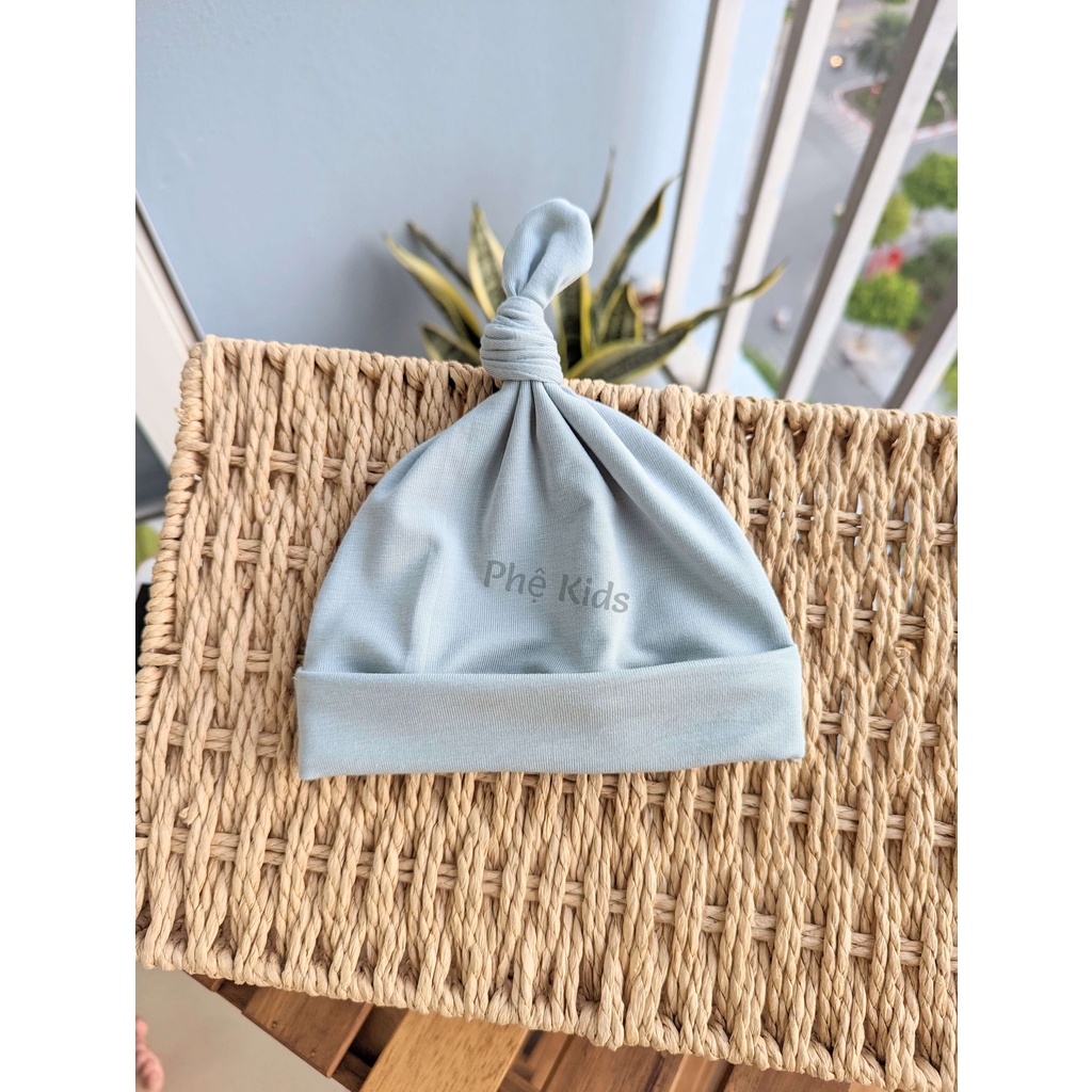 Mũ Củ Tỏi - Mũ Thắt Nơ - Chất Liệu Petit Sợi Tre mềm, mịn cho Bé Trai màu Xanh Mint  - Phệ Kids