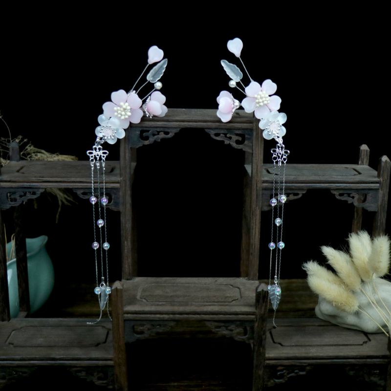 Bộ kim quan cài tóc cổ trang Hoa Anh Đào phong cách cổ phong hanfu