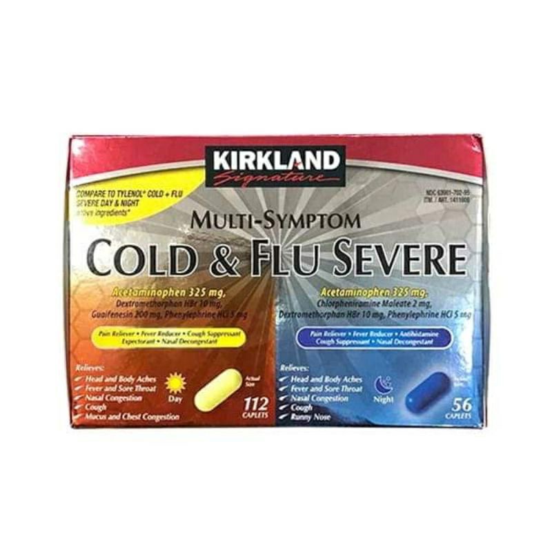 [ Date 12/ 24] Viên uống cúm, ho , sổ mũi Kirkland Signature  Cold &amp; Flu Severe Multi Symptom - Hộp 168 viên