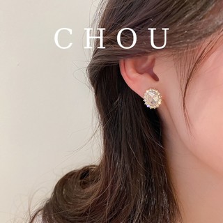 Bông Tai Oval Đính Đá | CHOU ACCESSORIES |