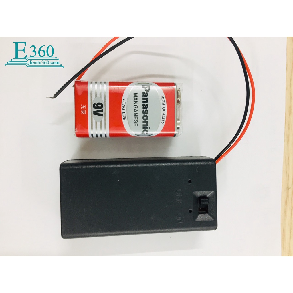 Hộp đế pin 9V có công tắc