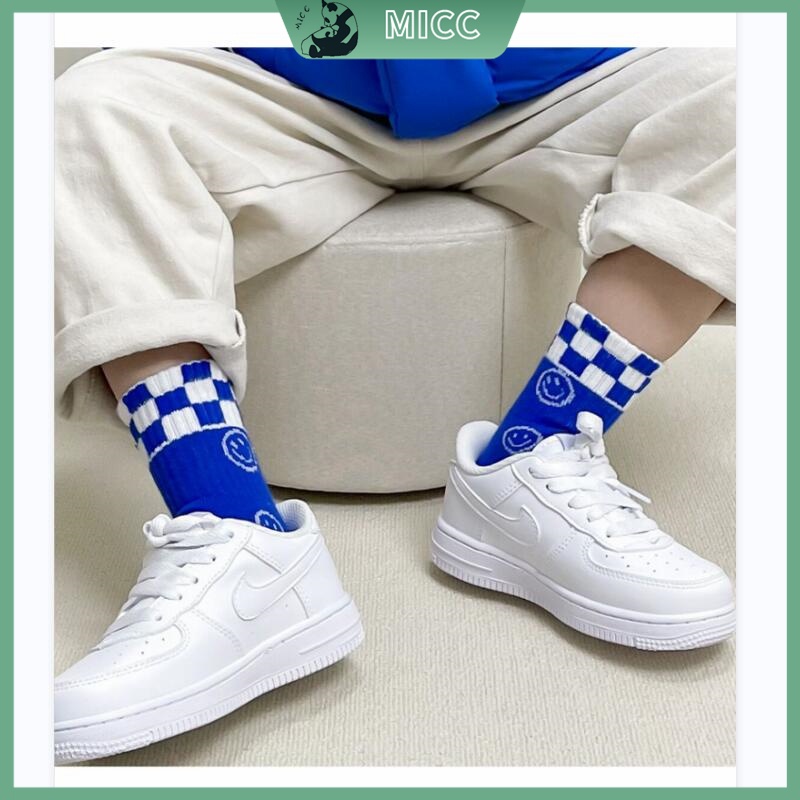 Bộ 5 Đôi Vớ Cotton Thoải Mái Họa Tiết Kẻ Sọc Màu Xanh Dương Dễ Thương Cho Bé Trai 1-12 Tuổi