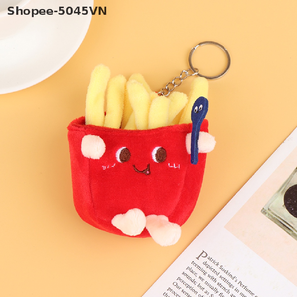 1 Móc Khóa Đồ Chơi Nhồi Bông Hình Hamburger / Khoai Tây Chiên / Hamburger