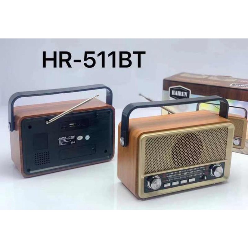 Đài radio AM/FM phong cách hoài cổ điển Hairun HR-510BT/HR-511BT . Loa có kết hợp BLUETOOTH USB THẺ NHỚ ̉