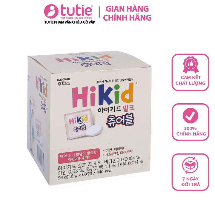 Sữa Hikid Dạng Viên Kẹo Cho Trẻ Từ 1-12 Tuổi Hộp 60 Viên Giúp Con Yêu Phát Triển Toàn Diện