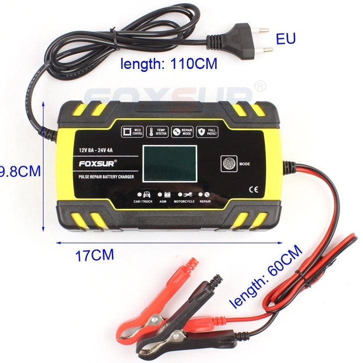 Sạc bình acquy 12V 24V  150AH- Pin lithium 12.6V - Pin LiFePO4 Bộ sạc ô tô và xe máy có khử sunfat t