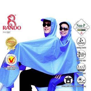 Áo Mưa 2 Đầu Cao Cấp Chính Hãng RANDO, Có Kiếng Trùm Đèn Xe, Dày Dặn Cực Bền Không Thấm Nước