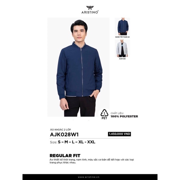 ÁO KHOÁC NAM ARISTINO CAO CẤP AJK028W1  1.450k còn #798k