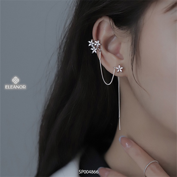 Bông tai nữ gắn vành Eleanor Accessories phụ kiện trang sức đính đá hình bông hoa năm cánh (một chiếc) 4866