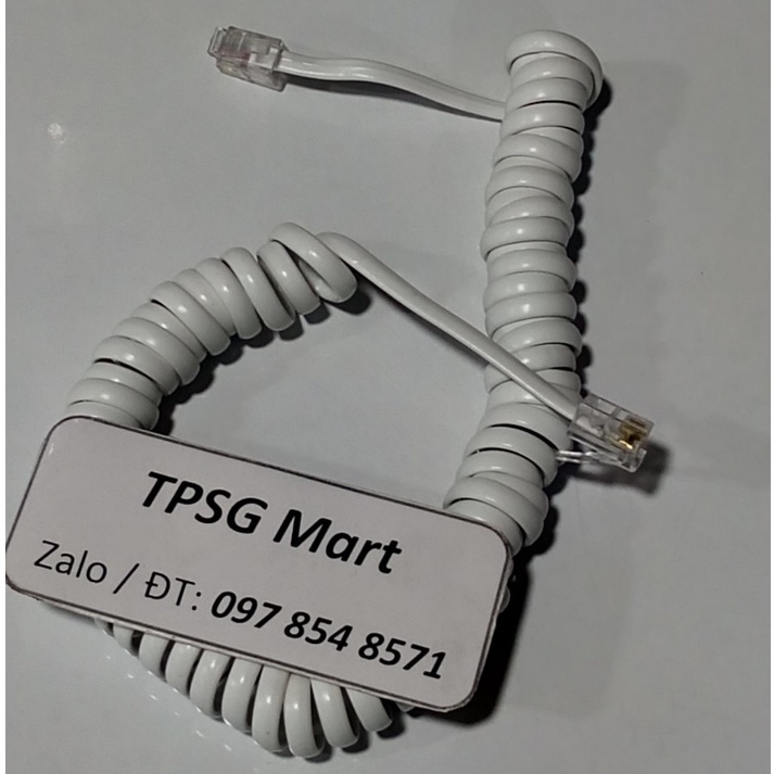 Cáp tai nghe điện thoại bàn - Dạng dây xoắn dản dài (Trắng)
