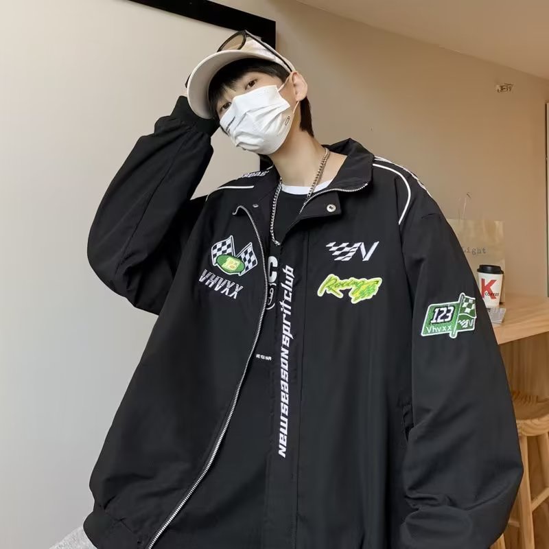 Áo Khoác nam Form Rộng Phong Cách Vintage Hàn Quốc Cho Cặp Đôi áo khoác bomber nữ áo khoác dây kéo áo varsity jacket nam