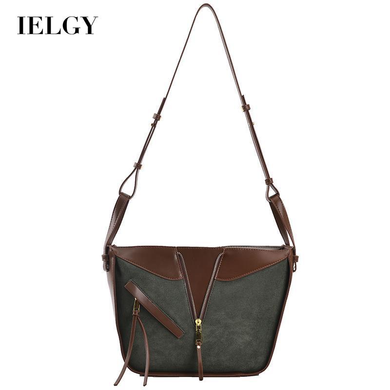 Ielgy Túi bucket Đeo Chéo Vai Sức Chứa Lớn Màu Tương Phản Cổ Điển Cho Nữ