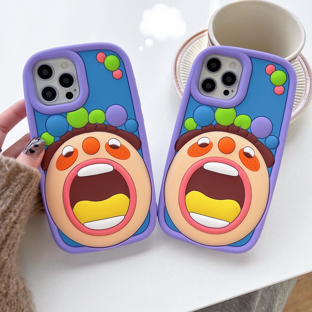 Ốp Điện Thoại tpu Dẻo Họa Tiết Hoạt Hình Cậu Bé Miệng To 3D Dễ Thương Chống Sốc Cho iPhone 14 13 12 11 Pro Max Plus