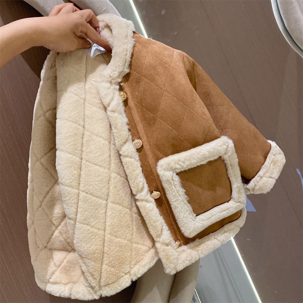 Áo Khoác Mùa Đông Dày Dặn Lót Lông Cừu Phong Cách Thời Trang Mới 2022 Cho Bé Gái WSU8