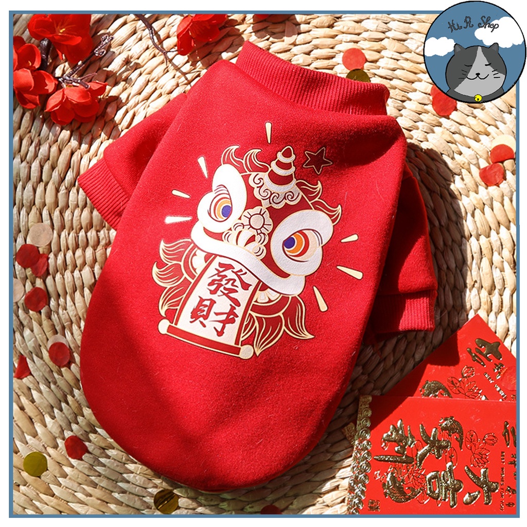 Áo Tết Hình Lân Áo Thiết Kế Xinh Xắn Cho Thú Cưng Áo Mùa Đông Cho Chó Mèo