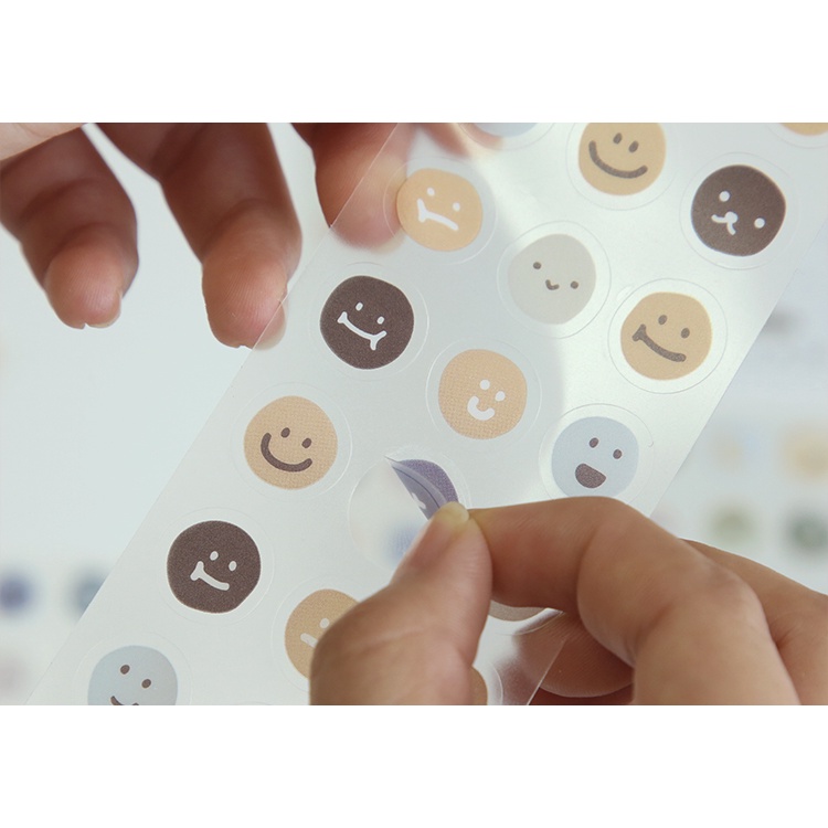 Set 57 sticker miếng dán icon tròn cute hình khuôn mặt/ đồ ăn/ đồ tiện ích BÚT ĐẸP