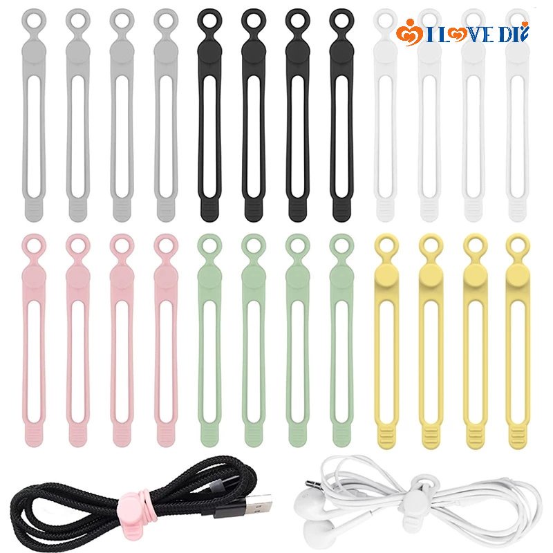 1 Dây Quấn Cáp Điện Thoại Bằng Silicon Mềm Co Giãn Màu Trơn Đa Năng Có Thể Tái Sử Dụng