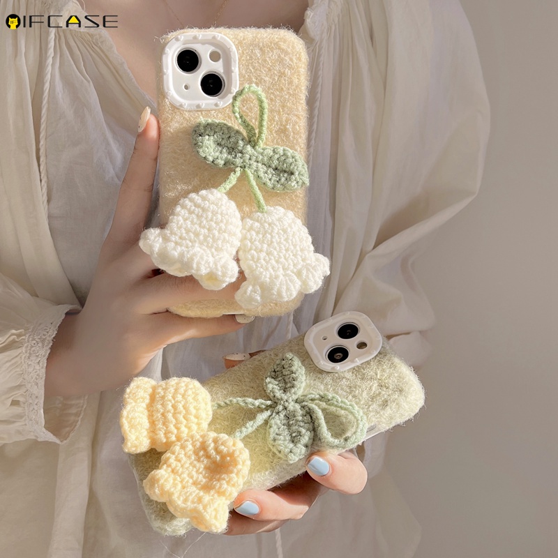 Ốp Điện Thoại Mềm Họa Tiết Hoa Dệt Kim 3D Chống Sốc Cho iPhone 14 Plus 14 13 12 11 Pro Max