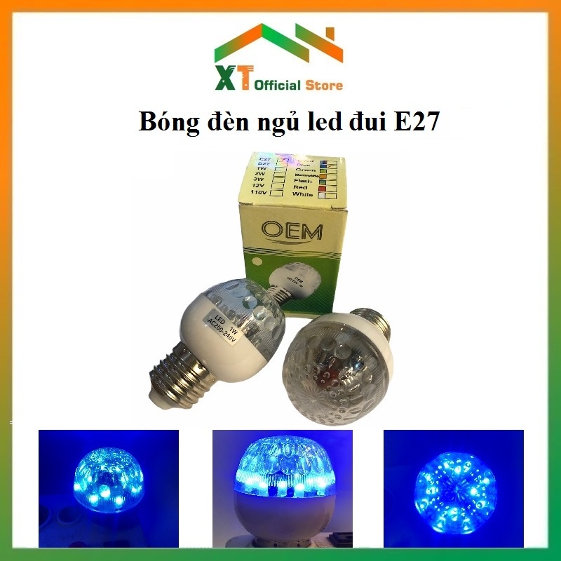 Bóng đèn ngủ màu xanh dương đui E27 OME 12 bóng led dịu mát không gây chói mắt, tiết kiệm điện