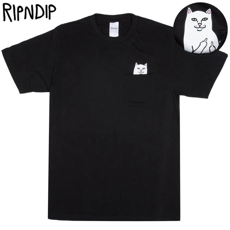 Ripndip Áo Thun Ngắn Tay Dáng Rộng In Hình Mèo Cá Tính Dành Cho Nam