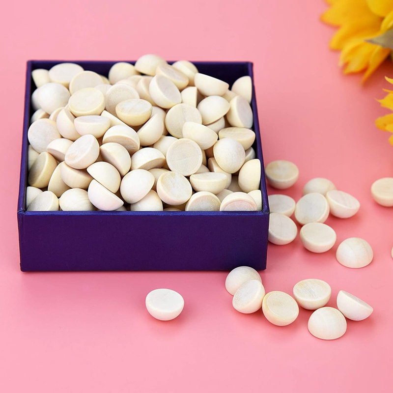 Set 300 Hạt Gỗ Nửa Hình Tròn 15mm Trang Trí Giáng Sinh diy