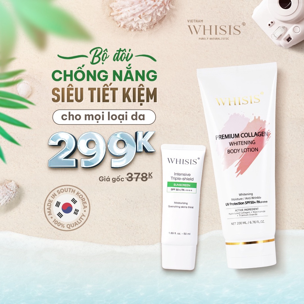 COMBO 3 Kem Chống Nắng Làm Dịu Da Đa Chức Năng WHISIS Intensive Triple-Shield Sunscreen SPF 50+/ PA++++